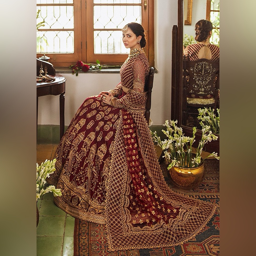 Elegant Maroon and Gold Women's Dress